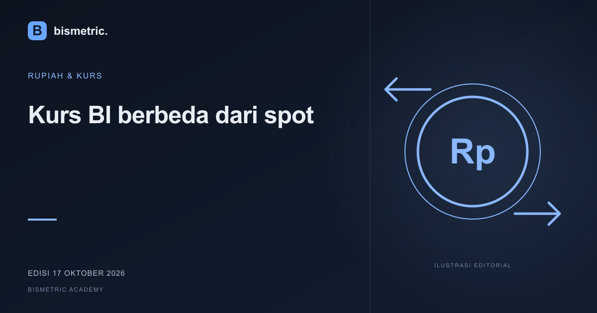 Ilustrasi editorial: Kurs BI berbeda dari spot: jangan salah membaca rupiah pada hari pasar bergejolak | 17 Okt 2026